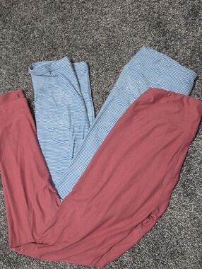 Bundle Of LuLaRoe Leggings - Dusty Rose & Light Blue Stripes